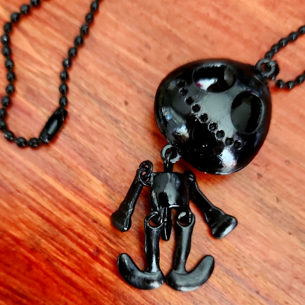 Black Necklace With Jack Skeleton Pendant Necklace